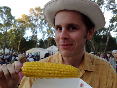 David M. Green enjoying a cob