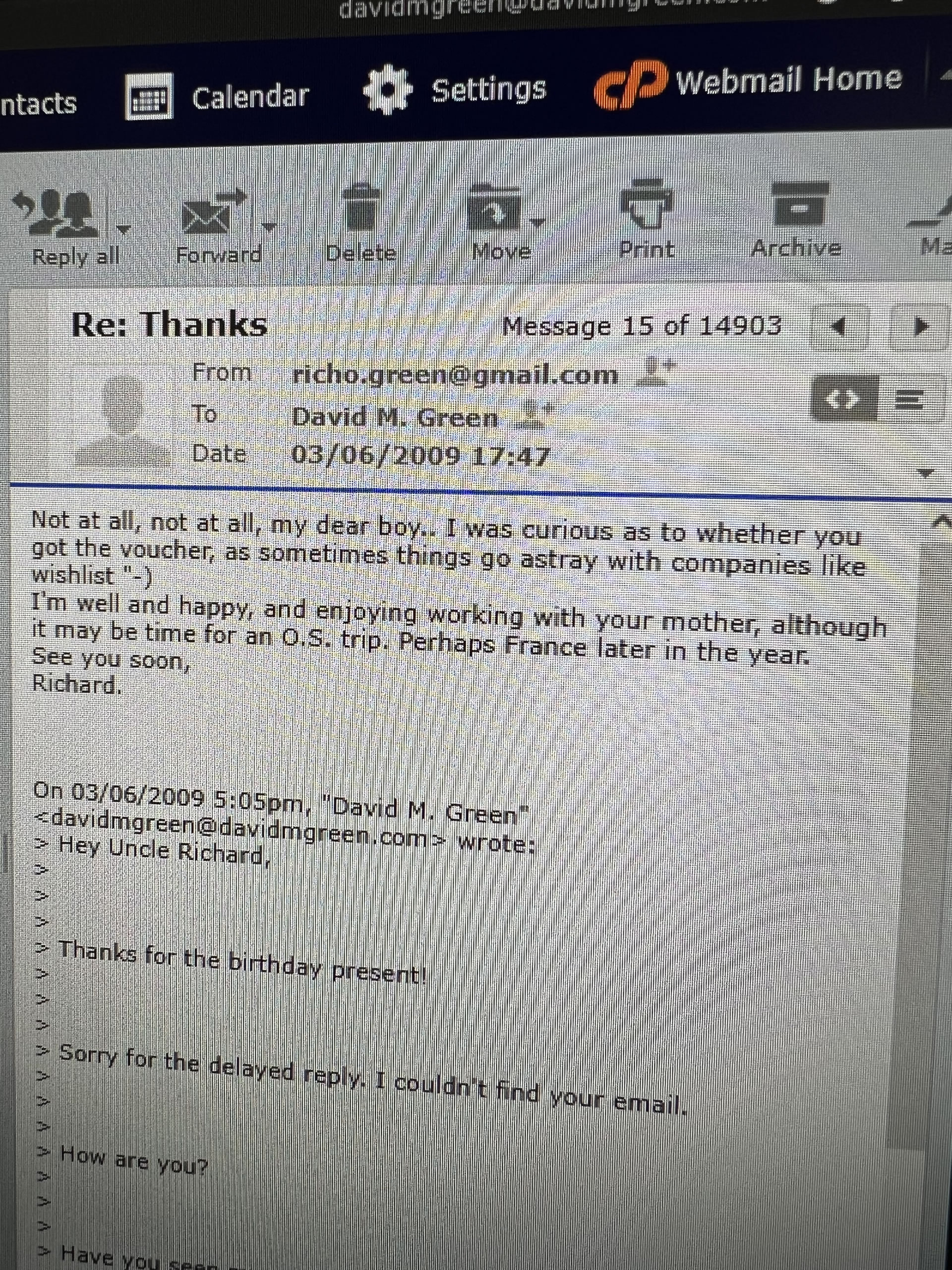 An email from Uncle Richard