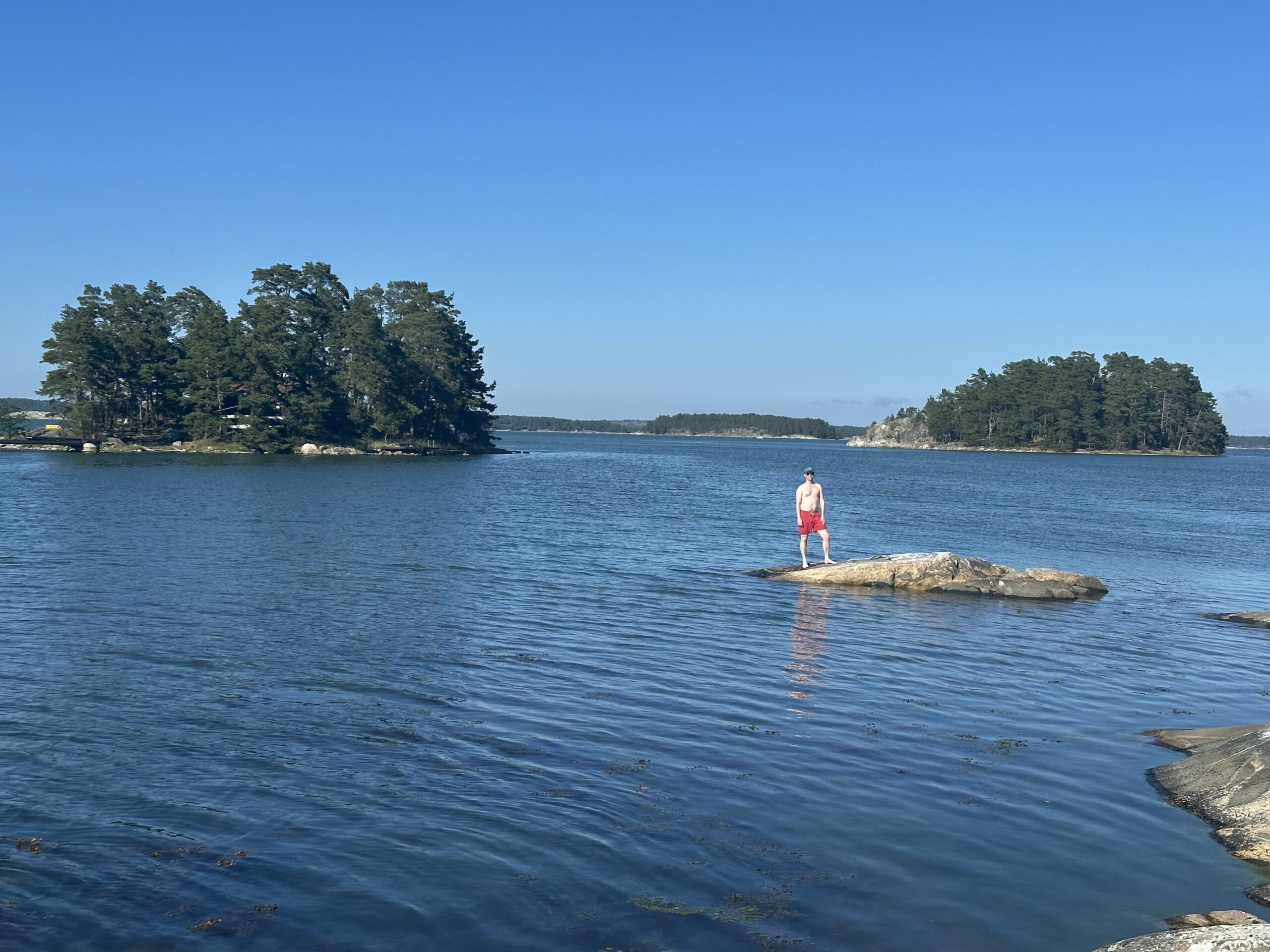 David M. Green standing on a rock in Sweden
